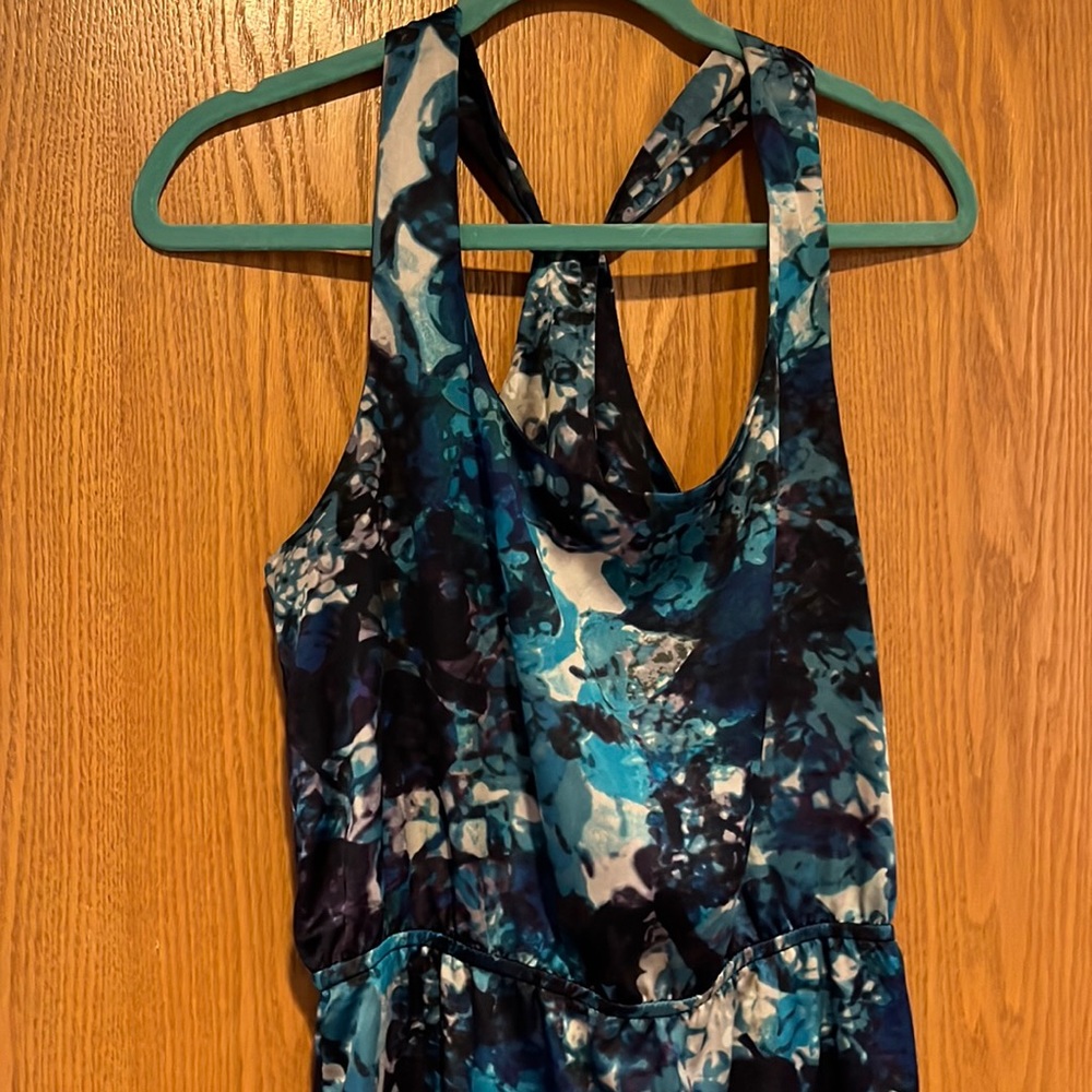 Buffalo David Bitton blue silky print dress with cross back